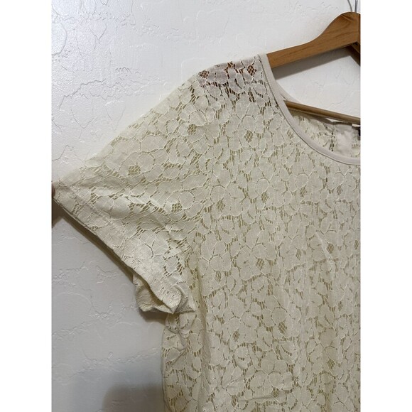 JCP Womans Sheer Floral Lace Top Size 1X Boho Western Quiet Luxury Capsule - Picture 7 of 12